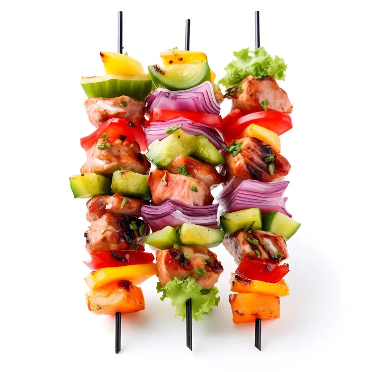 Grilled Vegetable and Meat Skewers