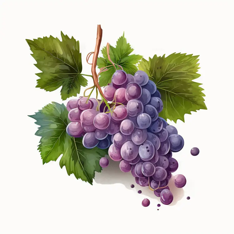 Beautiful Purple Grapes with Green Leaves