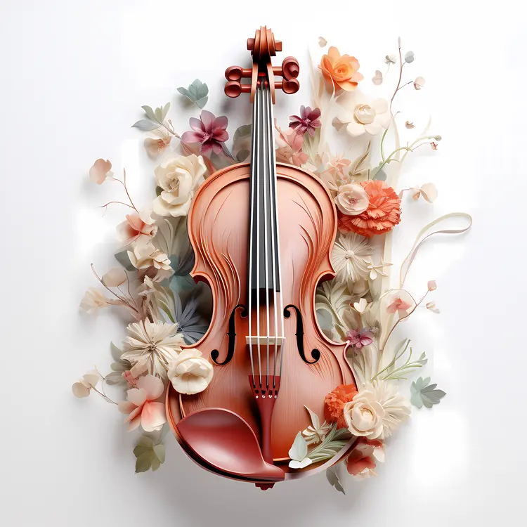 Violin with Elegant Floral Arrangement