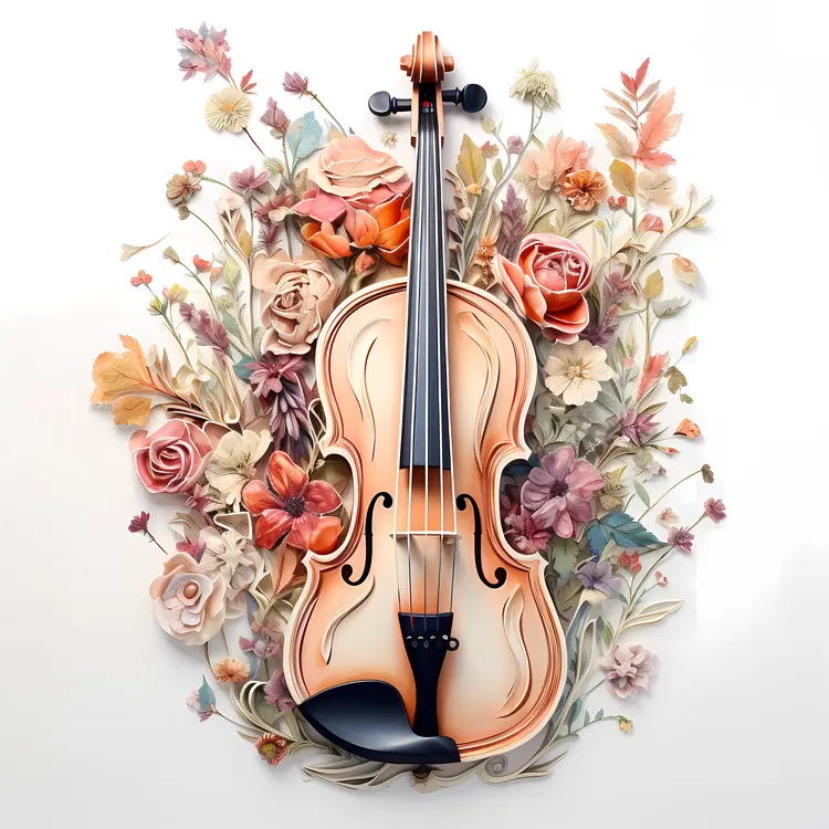 Floral Violin with Artistic Design