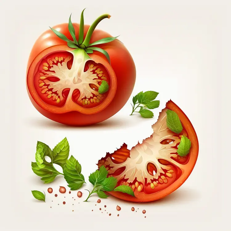 Fresh Red Tomato with Leaves