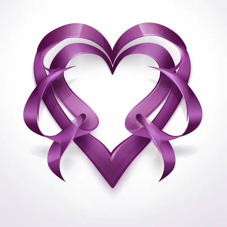 Purple Ribbon Heart for Valentine's Day
