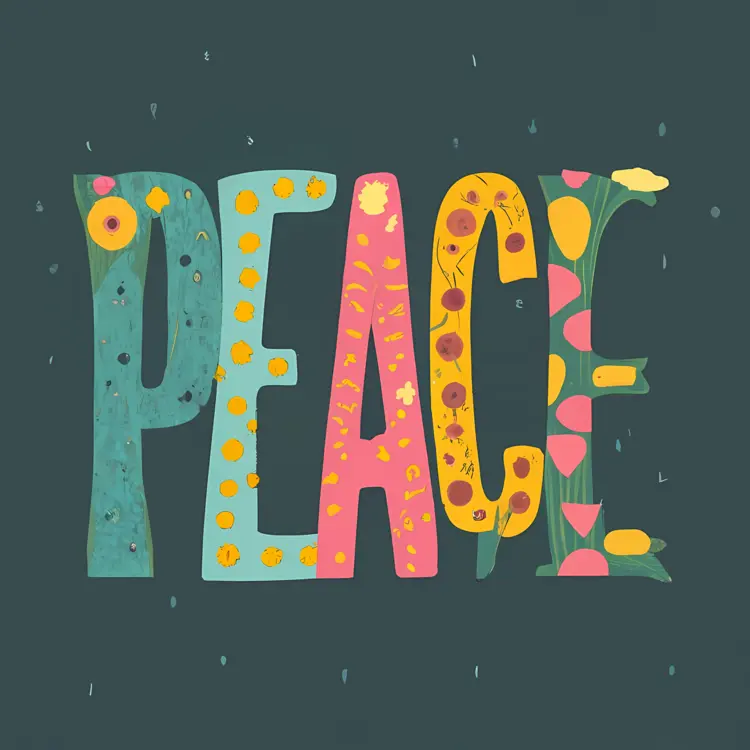 Peace Word with Colorful Flowers
