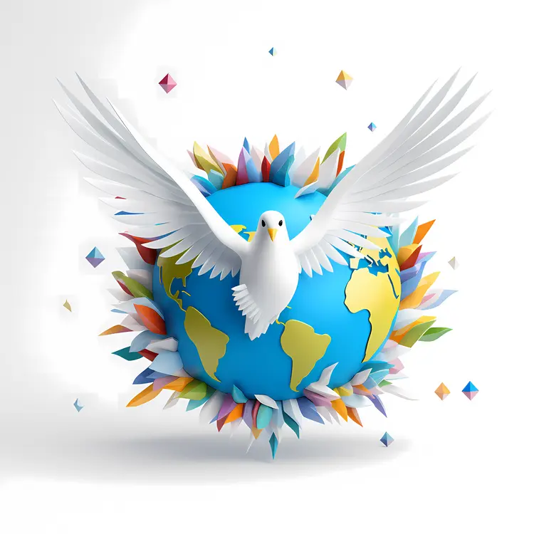 White Dove with Globe and Flowers