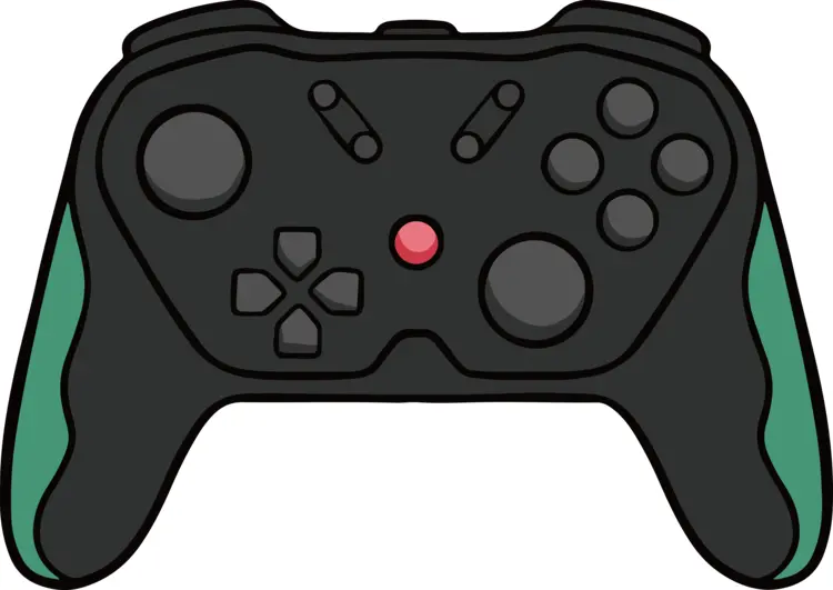 Black Game Controller with Green Accents