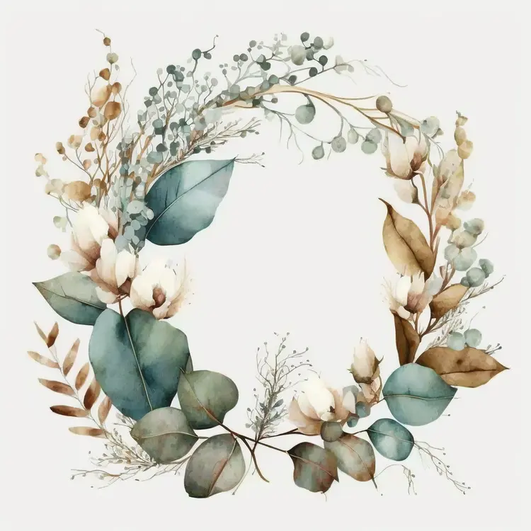 Beautiful Floral Wreath with Leaves and Flowers