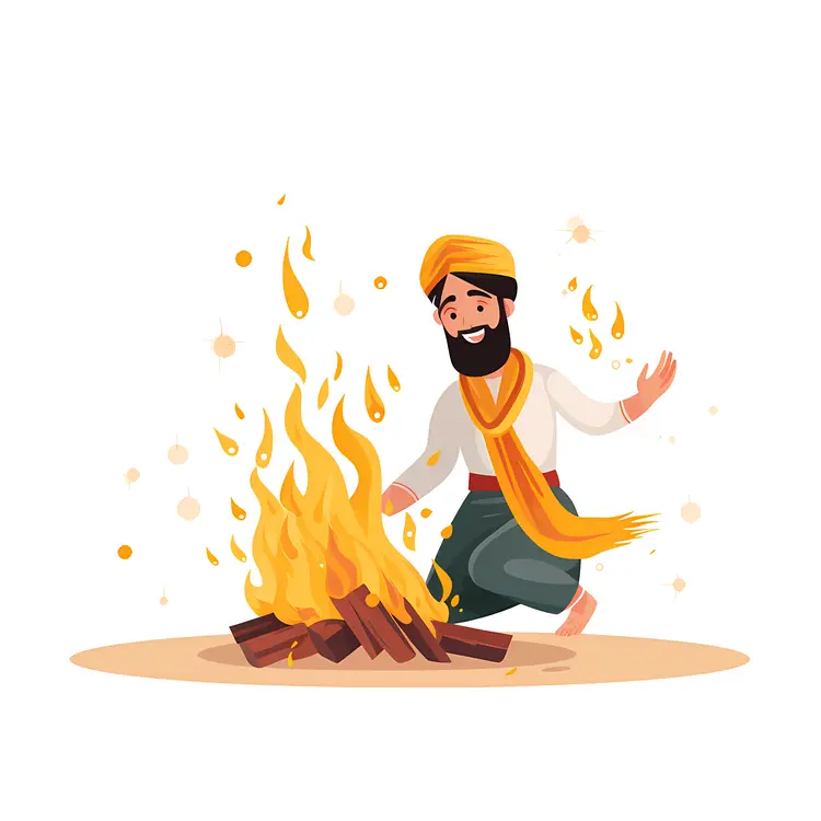 Man Celebrating with a Bonfire