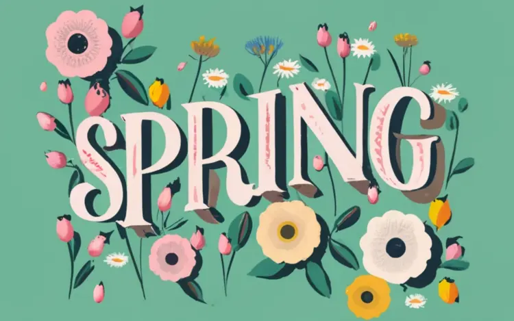 Spring Typography with Flowers