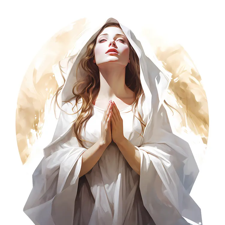 Praying Woman in White Robe
