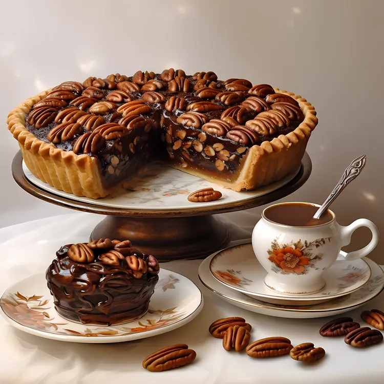 Delicious Pecan Pie with Coffee