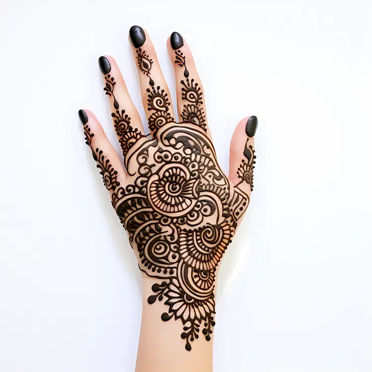 Intricate Henna Design on Hand