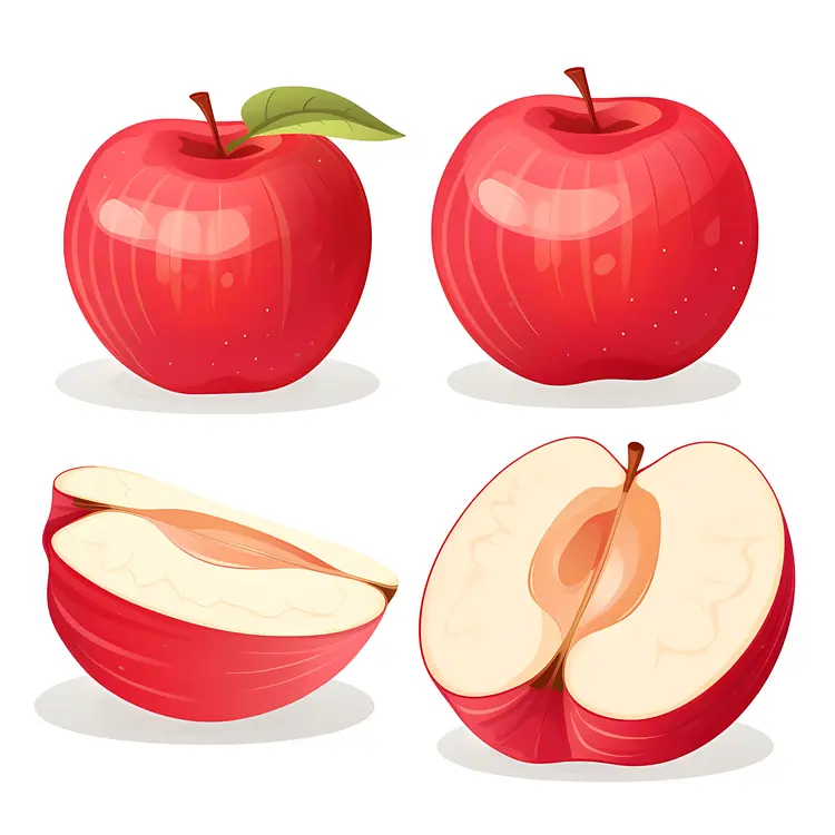 Red Apple and Slices