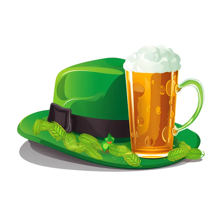 Green Hat and Beer Mug for St. Patrick's Day Celebration