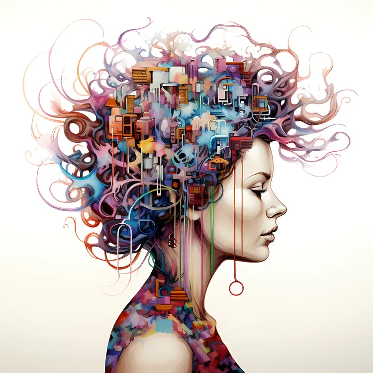 Brain Illustration with Technological Circuits