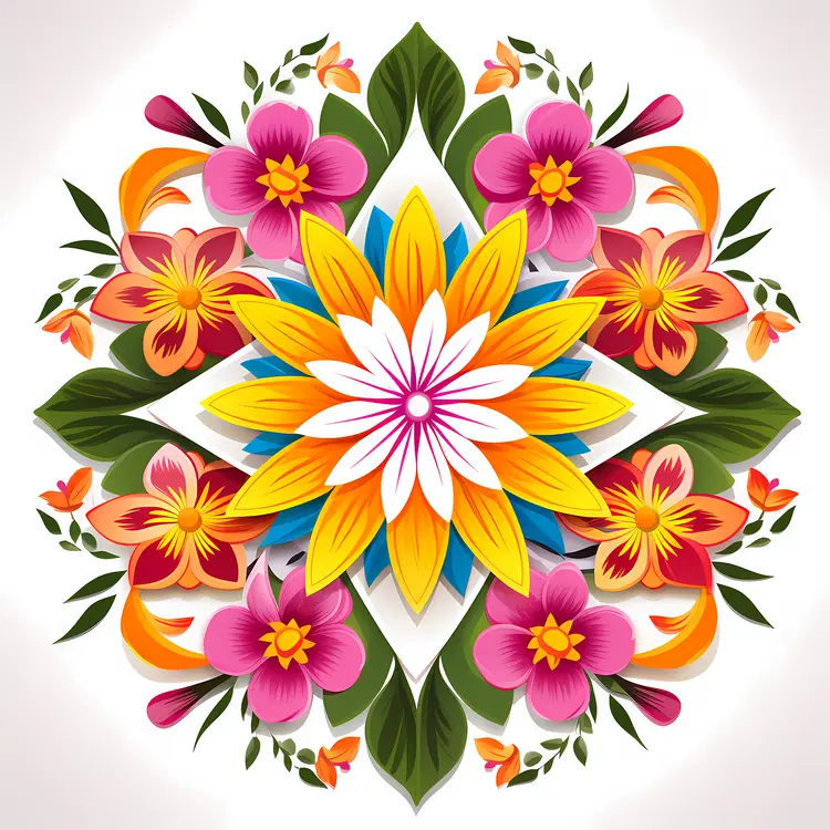 Colorful Mandala with Floral Pattern for Festive Decoration