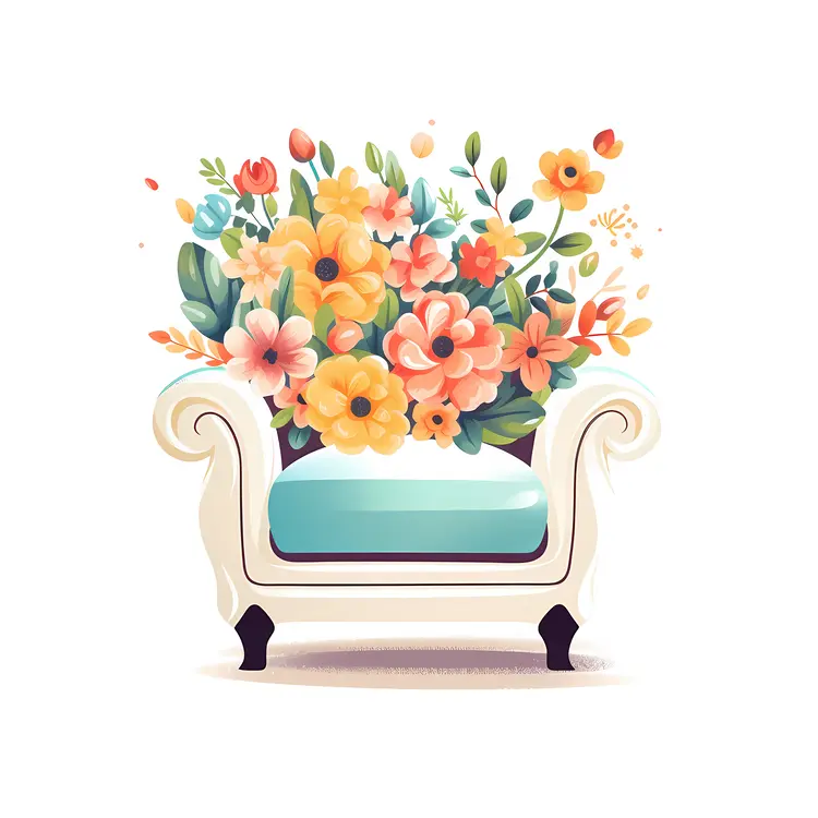 Beautiful Flower Arrangement on a Chair