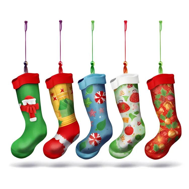 Colorful Hanging Christmas Stockings