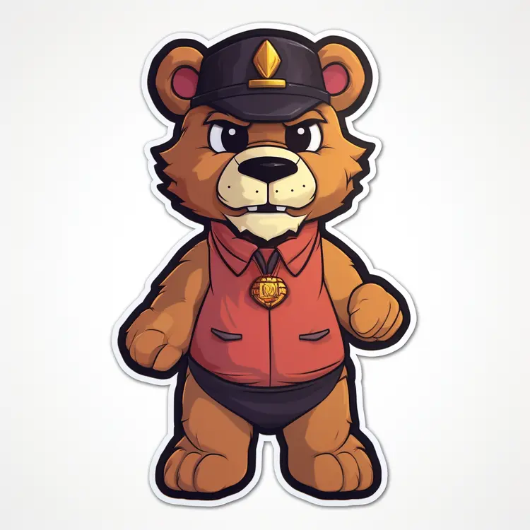 Cute Cartoon Bear in a Hat and Vest
