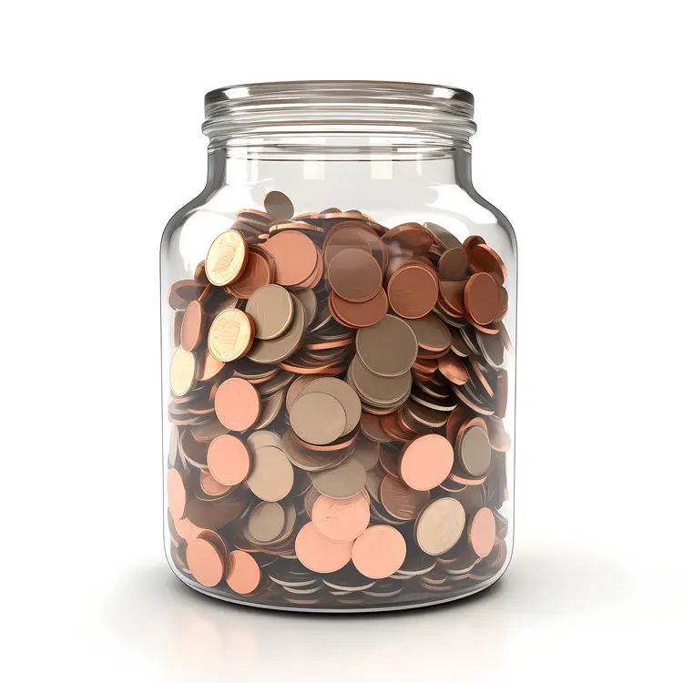 Glass Jar with Mixed Coins