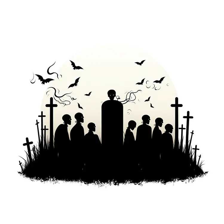 People in Cemetery at Night