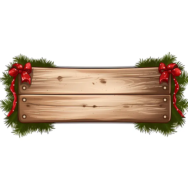 Horizontal Wooden Sign with Christmas Decorations