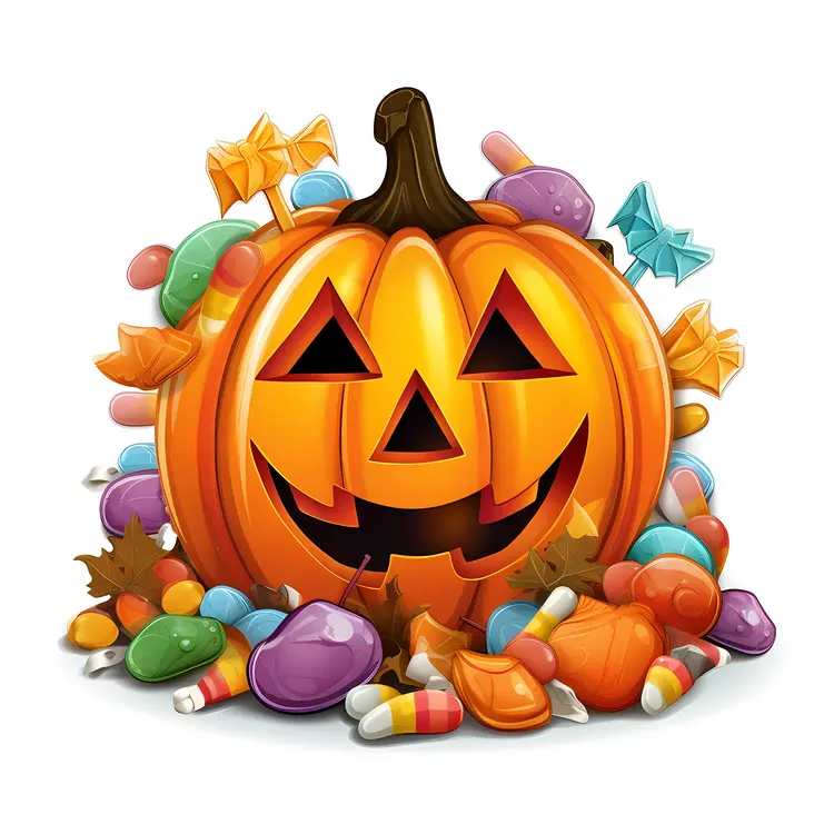 Halloween Pumpkin with Colorful Candy