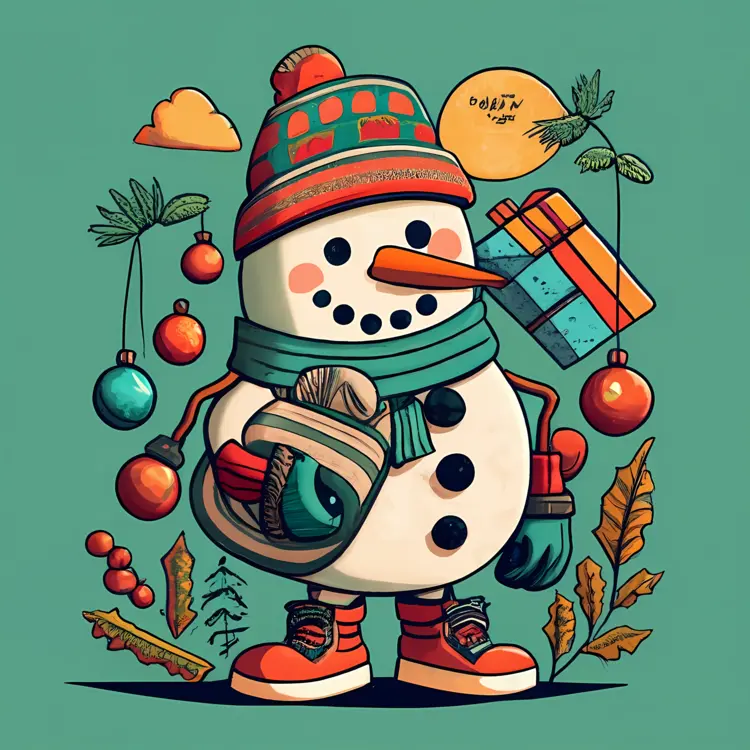 Snowman Holding Gifts