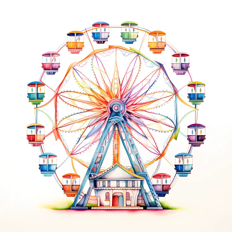 Colorful Ferris Wheel at Amusement Park