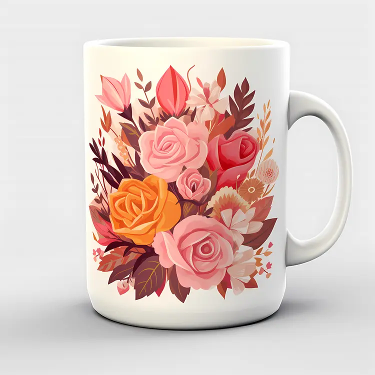 Colorful Floral Mug with Roses