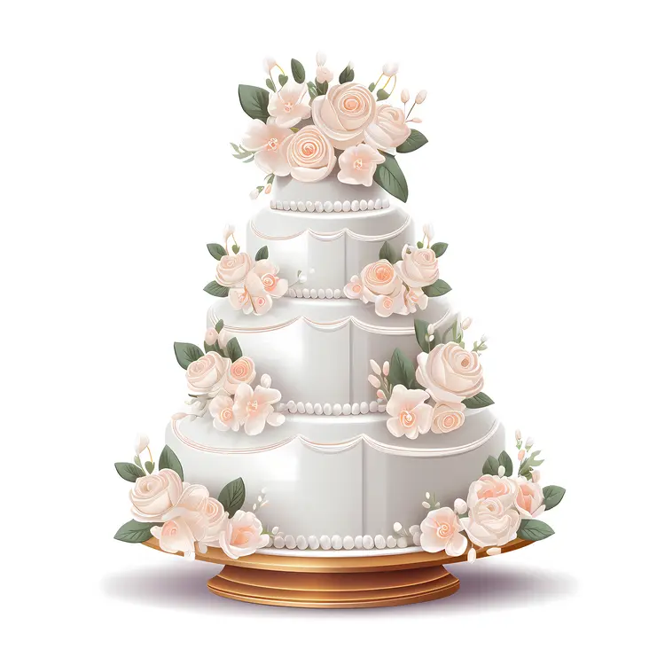Graceful Floral Wedding Cake with White Roses