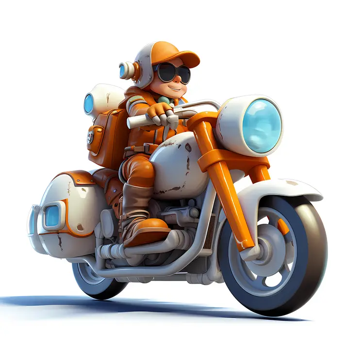 Cartoon Motorcyclist on Bike