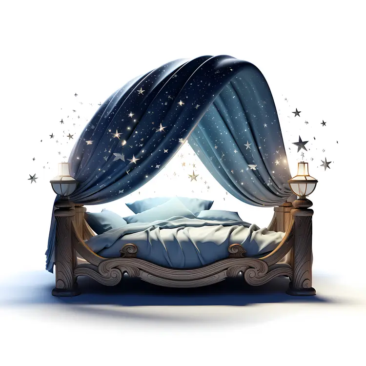 Dreamy Canopy Bed with Starry Night Theme
