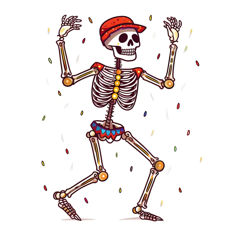 Festive Dancing Skeleton with Cap
