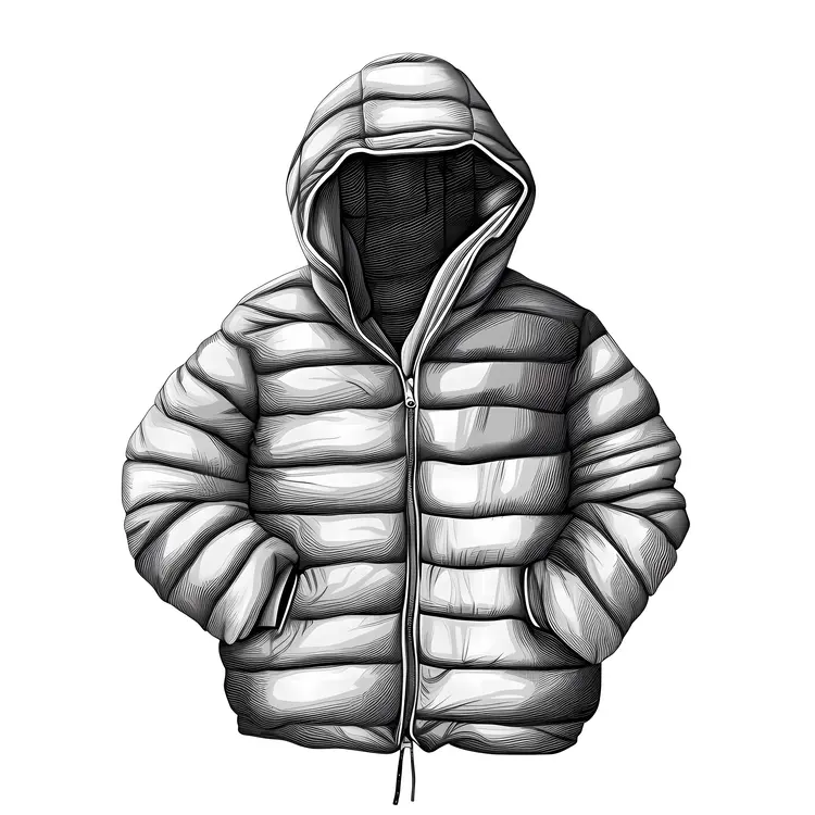 Black and White Hooded Puffer Jacket for Winter