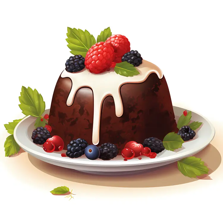 Chocolate Cake Topped with Fresh Berries