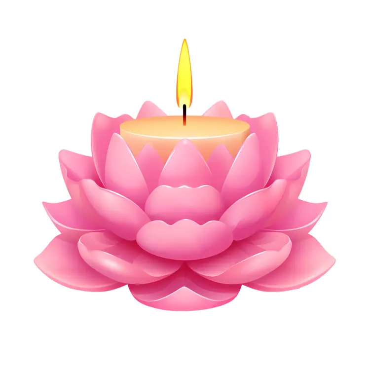 Pink Lotus Candle with Flame