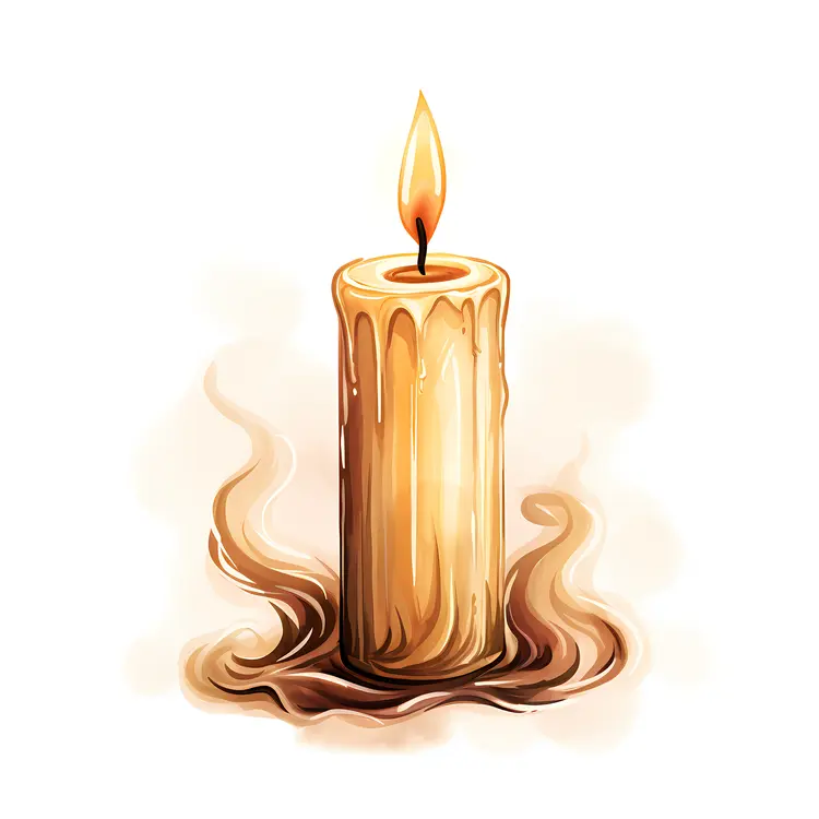 Tall Candle with Dripping Wax