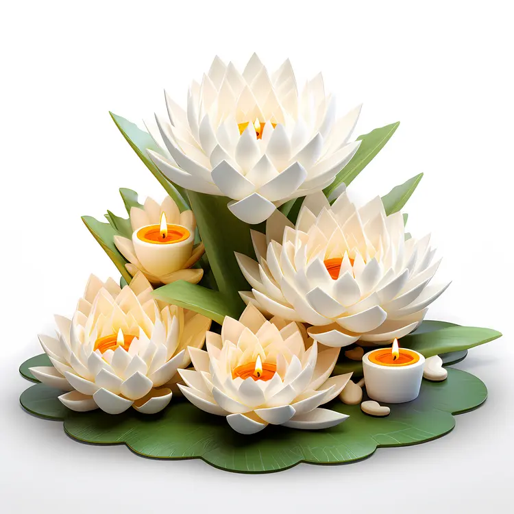 Lotus Flowers with Candles for Loy Krathong