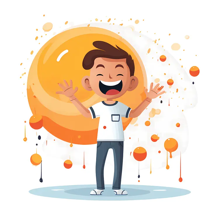 Joyful Boy with Orange Background