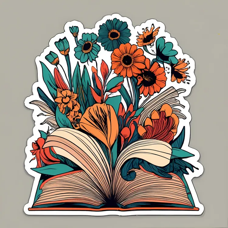 Floral Book Illustration with Butterflies