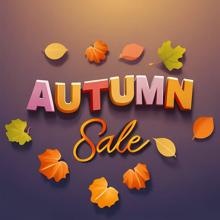 Autumn Sale Text with Colorful Leaves