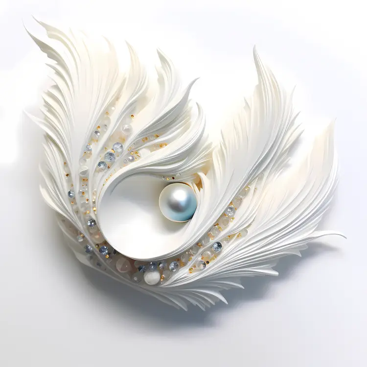 White Feather with Pearls