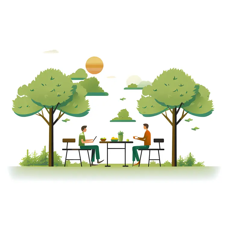 Outdoor Workspace with Green Trees