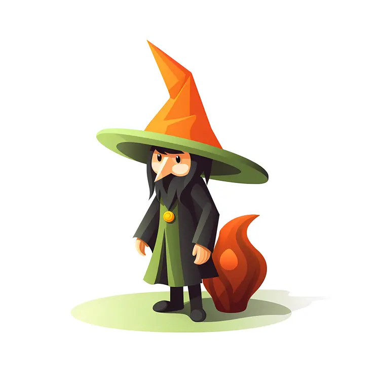 Cute Wizard with Hat and Beard