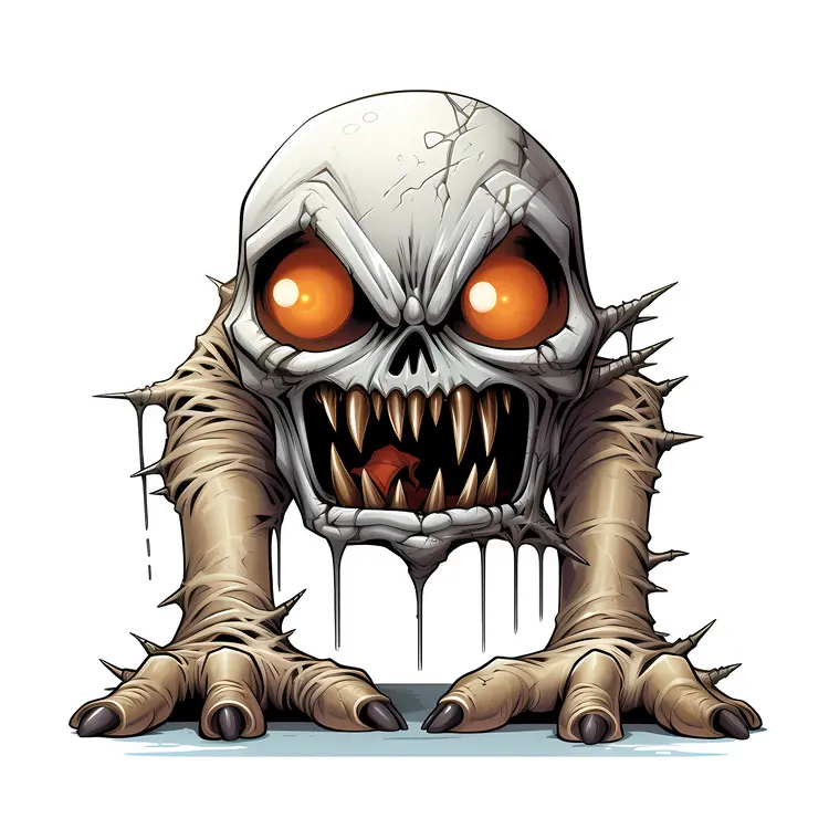 Creepy Skull Creature Illustration for Halloween
