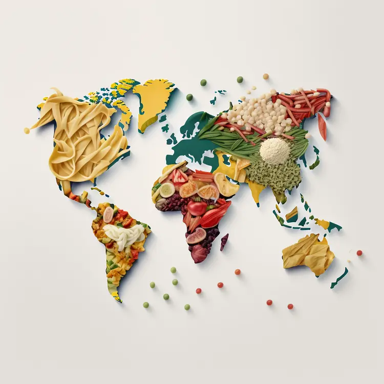 World Map Made of Various Foods