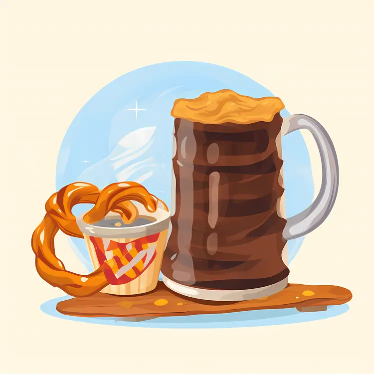 Beer and Pretzel Illustration for Oktoberfest Celebration