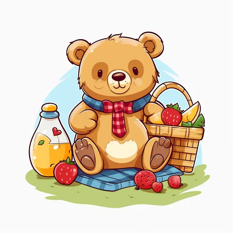 Cute Teddy Bear at a Picnic
