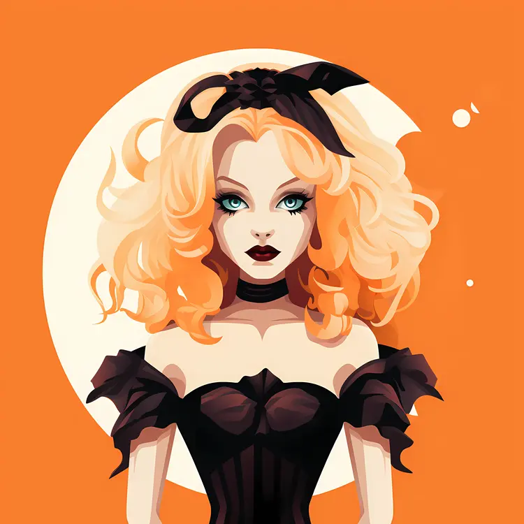 Halloween Woman with Black Dress