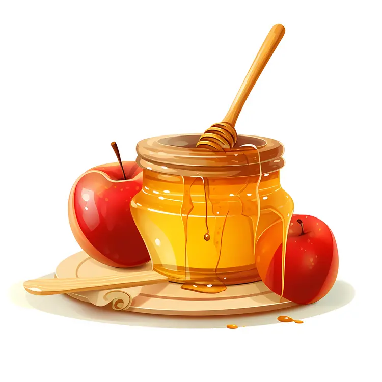 Honey Jar with Apples for Rosh Hashanah Celebration